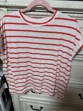 Sonoma White Tee with Red Horizontal Stripes Never worn!